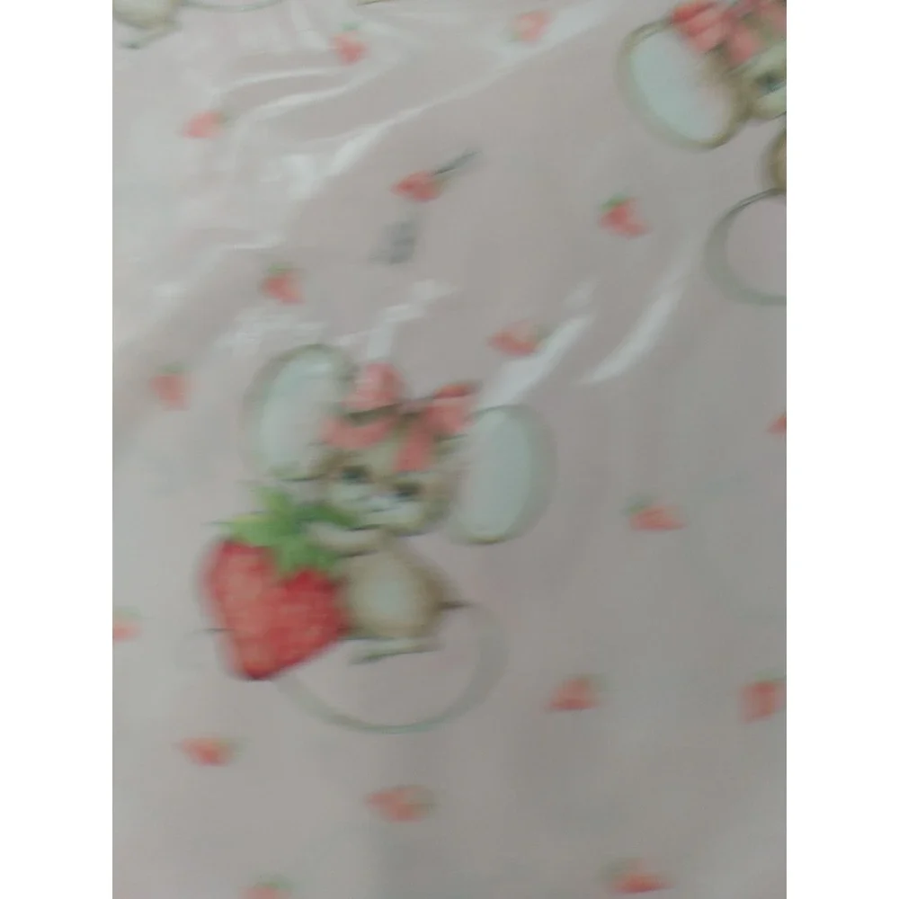 Vintage Hallmark Gift Wrap Paper Baby Shower Strawberry Mouse Pink Mice USA